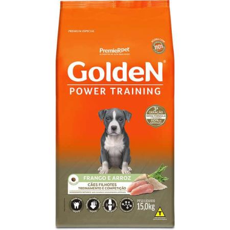 Ração Seca PremieR Pet Golden Power Training Cães Filhotes Frango e Arroz - 15 Kg